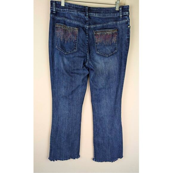 Chico'sY2K Platinum sz1 Wiskers bootcut bling some distressing no cuts flareGUC - Picture 16 of 16